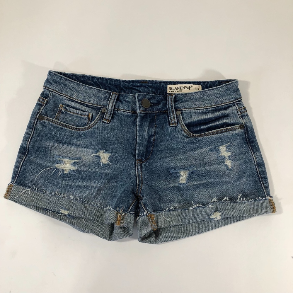 BLANKNYC Tomboy Factory Distressed Jean Shorts S24